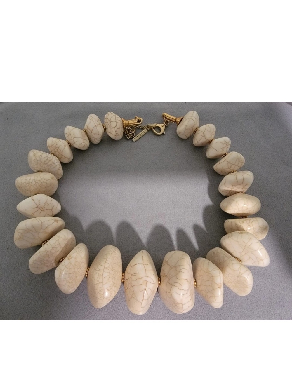 Kenneth Cole Cream Beaded Statement Necklace with Gold-Tone Accents